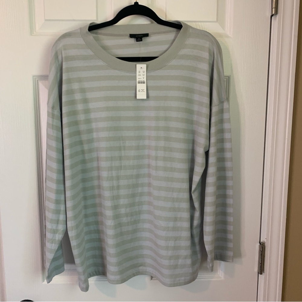 NWT J. Crew Men’s Sage Striped Long Sleeve Shirt, size M - Picture 6 of 7